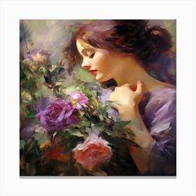 Girl With Roses Canvas Print