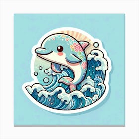 Cute Dolphin Sticker 2 Canvas Print