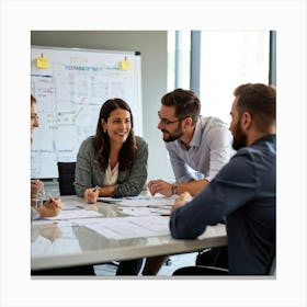 Business Strategy Meeting In Action With A Diverse Group Of Four Adults Two Women And Two Men Stra 2 1 Canvas Print