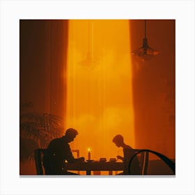 Two People At A Table 2 Canvas Print