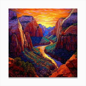 Sunset In Zion 12 Canvas Print