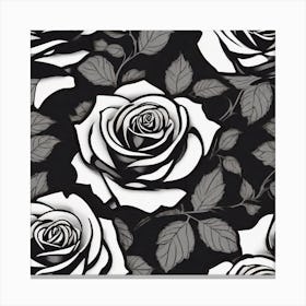 Black And White Roses 3 Canvas Print