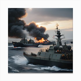 Naval Warfare - Ships at Sea 17 Canvas Print