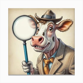 Cow With Magnifying Glass 9 Canvas Print