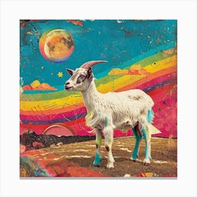 Kitsch Rainbow Goat Collage 3 Canvas Print
