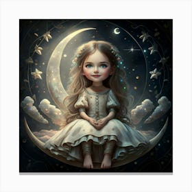 Little Girl On The Moon Canvas Print