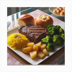 Steak dinner On A Plate Canvas Print