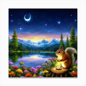 Squirrel At Night Canvas Print