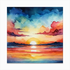 Sunset Watercolor Painting 2 Canvas Print