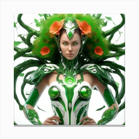 Woman In A Green Costume Canvas Print