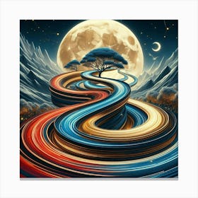 Winding Road Moon Tree 4 1 Canvas Print