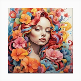 Girl With Colorful Hair 9 Canvas Print