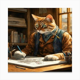 Cat Drawing Canvas Print