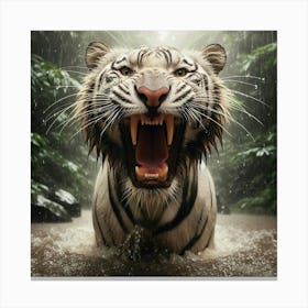 White Tiger In The Rain 5 Canvas Print