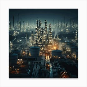 Industrial City At Night Canvas Print