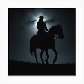 Silhouette Of Cowboy On Horseback Canvas Print