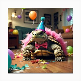 Tortoise In The Party Looking Embarrassed And Ashamed Of His Actions (2) Canvas Print