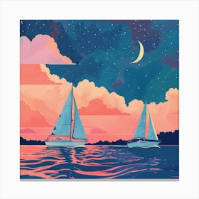 Sunset Sailboats 1 Canvas Print