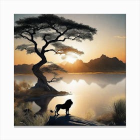 Lion And The Tree Canvas Print