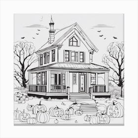 Halloween House Coloring Page Canvas Print
