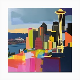 Abstract Travel Collection Seattle Washington 3 Canvas Print