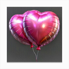 Two Pink Heart Shaped Balloons Canvas Print