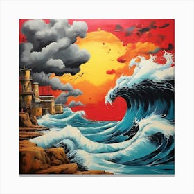 Pop Art graffiti stormy sea 3 Canvas Print