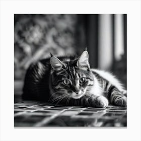 Black And White Cat 21 Canvas Print