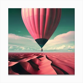 Pink Hot Air Balloon In The Desert Canvas Print