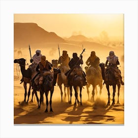 Camels In The Desert Canvas Print