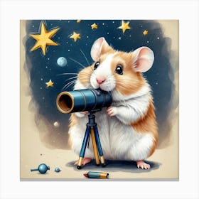 Hamster With Telescope 7 Canvas Print