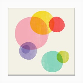 Rainbow Bubbles Square Canvas Print