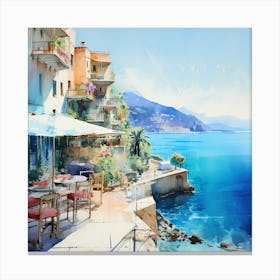 Tranquil Tides: Amalfi's Sunset Hues 1 Canvas Print