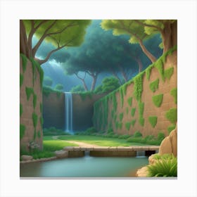 3d Animation Style A Very Beautiful View Of The Natural Landsc 1 Canvas Print