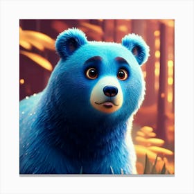 Blue Bear In The Forest Canvas Print