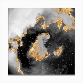 100 Nebulas in Space with Stars Abstract in Black and Gold n.007 Canvas Print