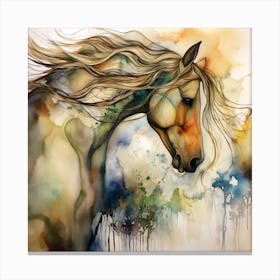 Horse Watercolor Painting Canvas Print