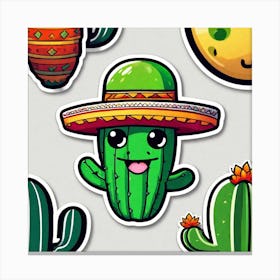Cactus Stickers 3 Canvas Print