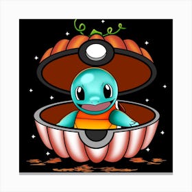 Squirtle In Pumpkin Ball - Pokemon Halloween Canvas Print