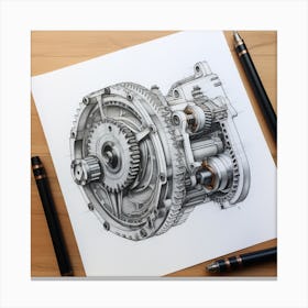 Gearbox Drawing Canvas Print