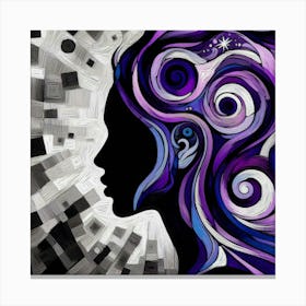 Purple And Black Abstract Painting Canvas Print