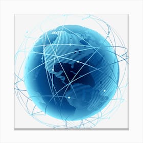 Earth 3d Low Earth Orbit Globe Satellite Blue Earth Science And Technology Blue Company Computer Canvas Print