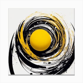 Black And Yellow Swirl Canvas Print