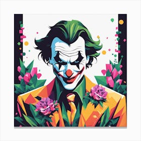 Joker Portrait Low Poly Painting (9) Canvas Print