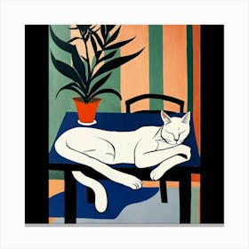 Cat On A Table Canvas Print