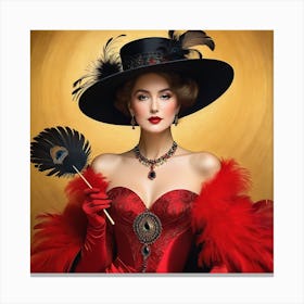 Victorian Woman In Red Dress 12 Canvas Print