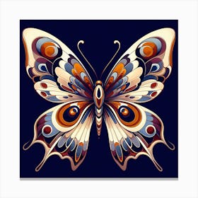 Block Print Butterfly on Blue III Canvas Print