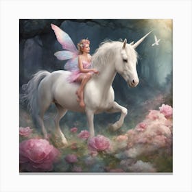 Fairy On A Unicorn 1 Canvas Print