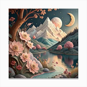 Moonlight In The Mountains Canvas Print