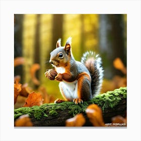 Squirrel In Autumn 2 Canvas Print